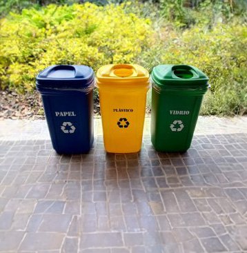 Kit 3 Basureros para el Reciclaje 120 Litros Logo orificio C/U